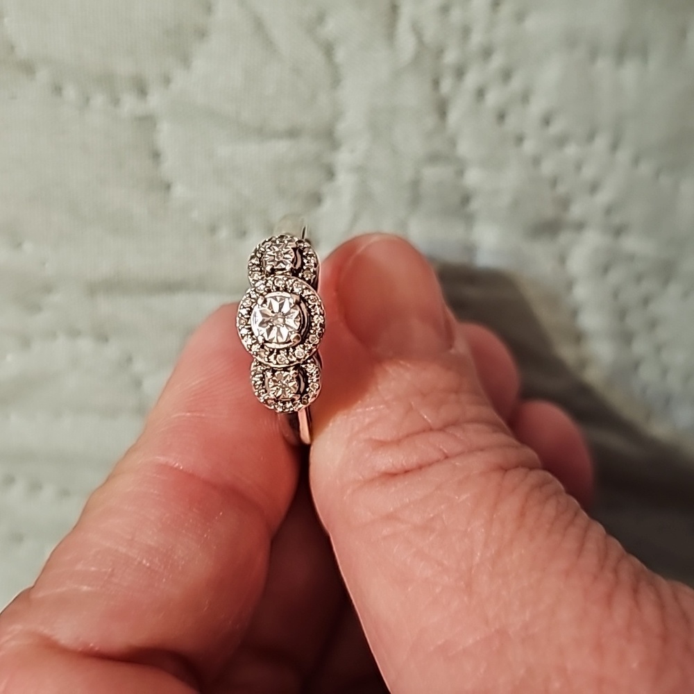 Silver and diamond rings size 7.5